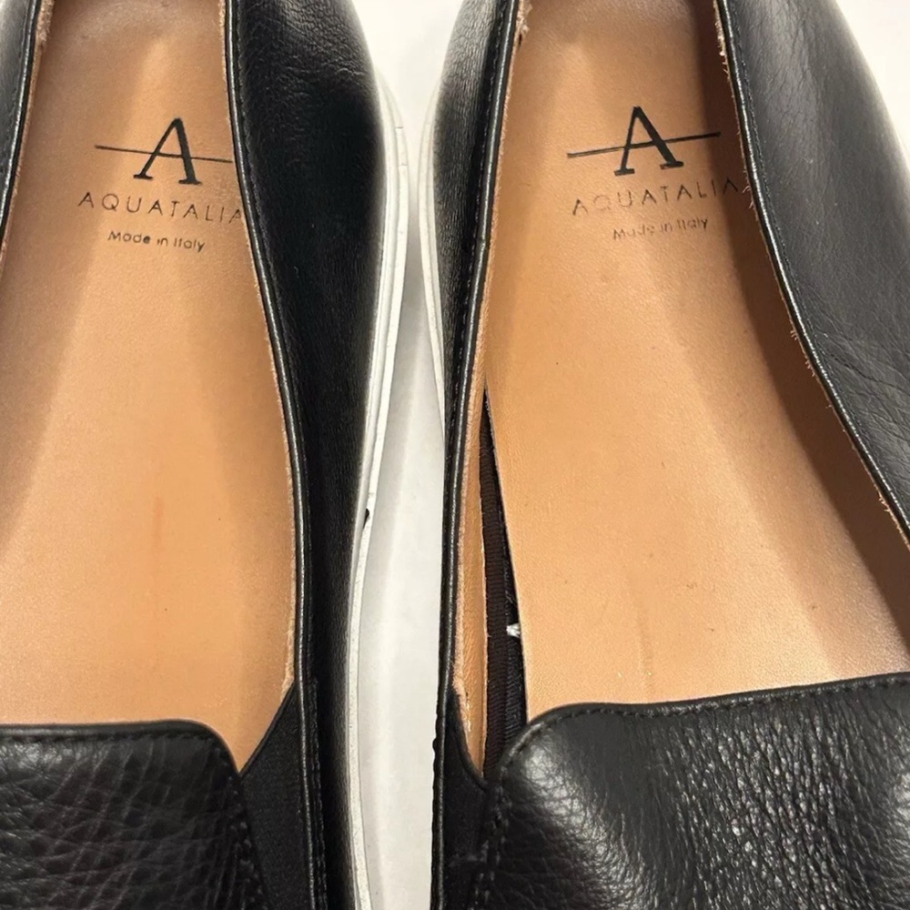 Aquatalia Onida Black Leather Slip-On Sneakers 10.5 - Picture 9 of 16
